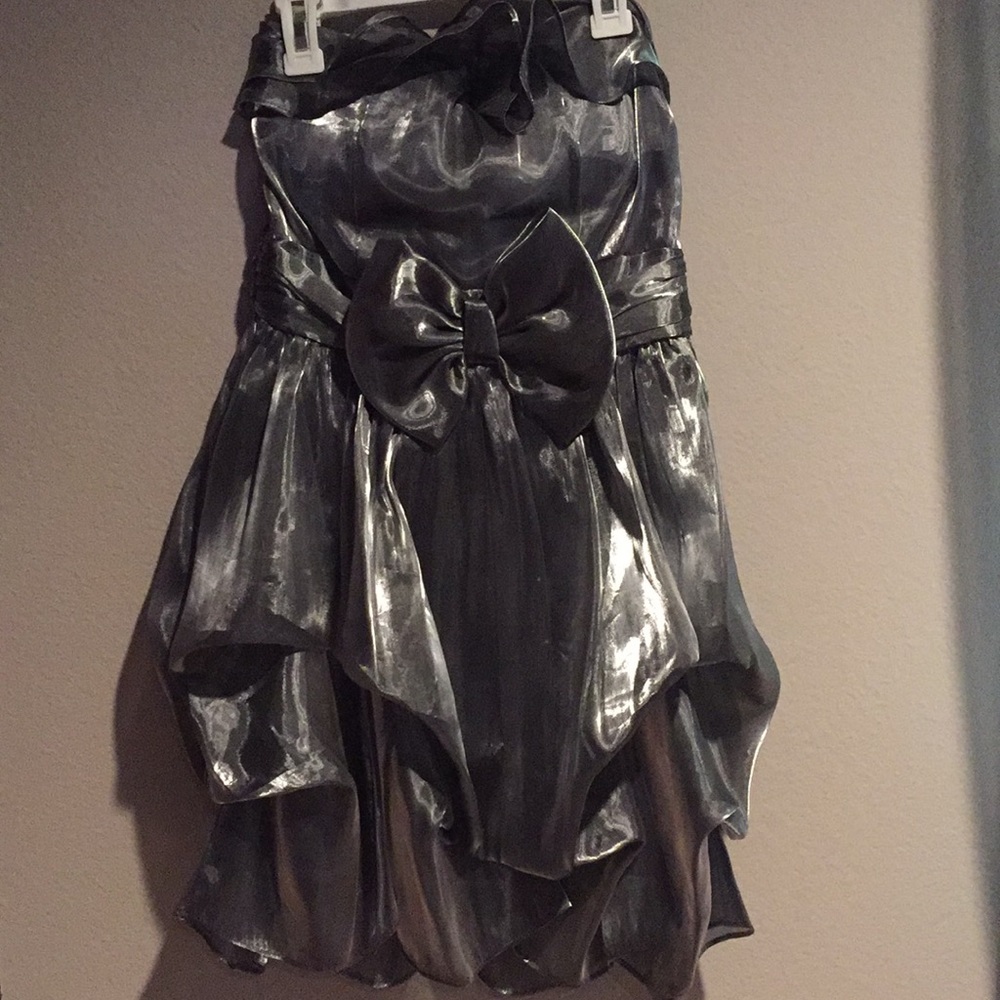 metallic silk dress